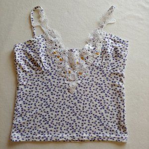white lace v-neck crop top cami tank